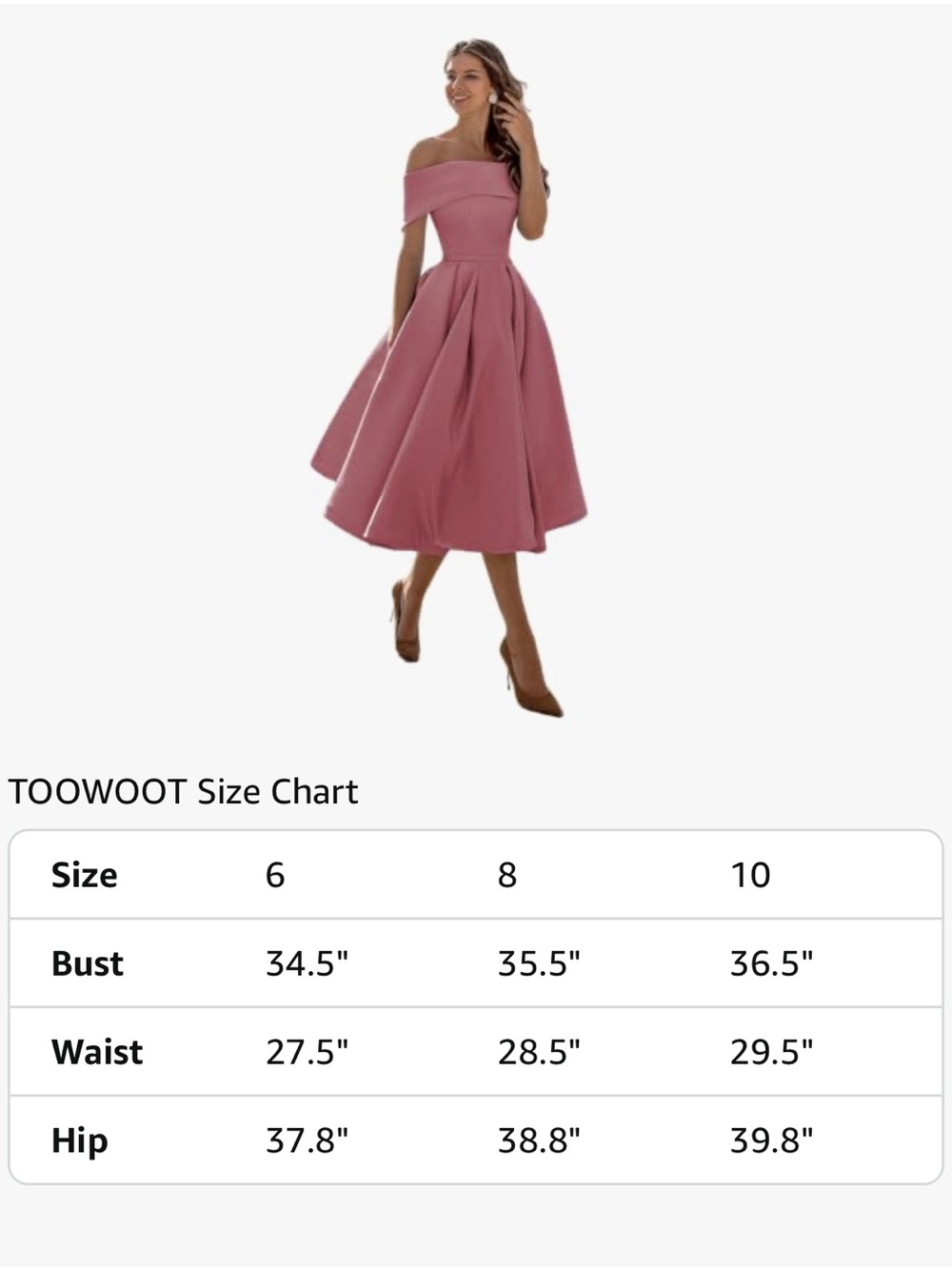 Off-Shoulder Rose Pink A-Line Midi Dress - Picture 3 of 4